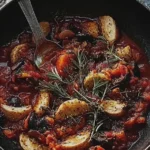 Auberginenpfanne orientalisch Zimt Chili Datteln genießen
