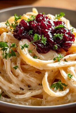Brie Pasta mit fruchtigem Preiselbeer-Kompott