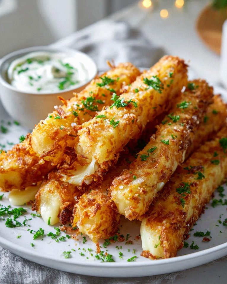 Cheesy Potato Sticks with Creamy Dip