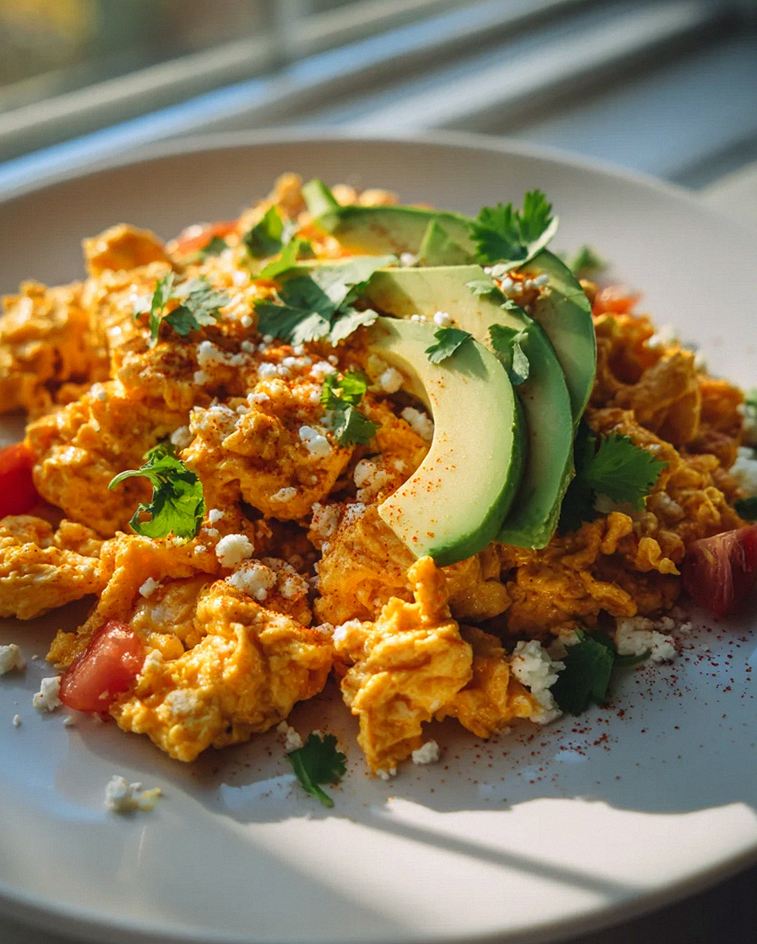 Enchilada Rührei mit Avocado & Koriander: Schnell & Lecker!