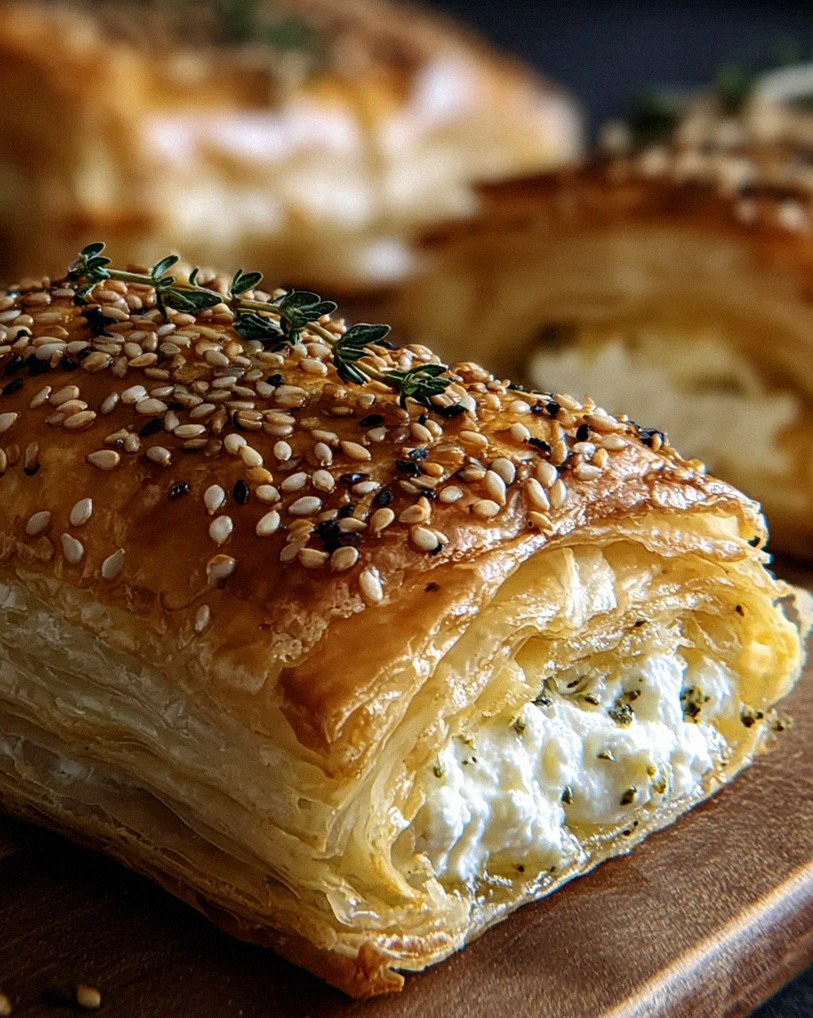 Feta im Blätterteig mit Sesam und Thymian