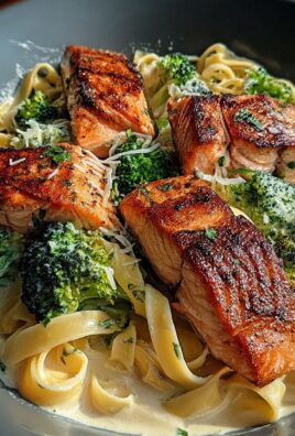 Gebratener Lachs und Brokkoli Alfredo