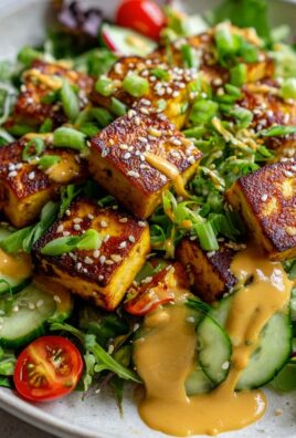 Gebratener Tofu Salat: Frisch & Lecker mit Sesam Dressing!