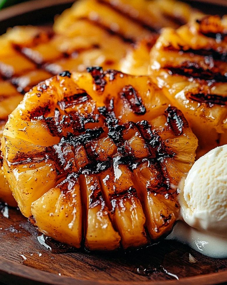 Gegrillte Ananas mit Honig & Zimt
