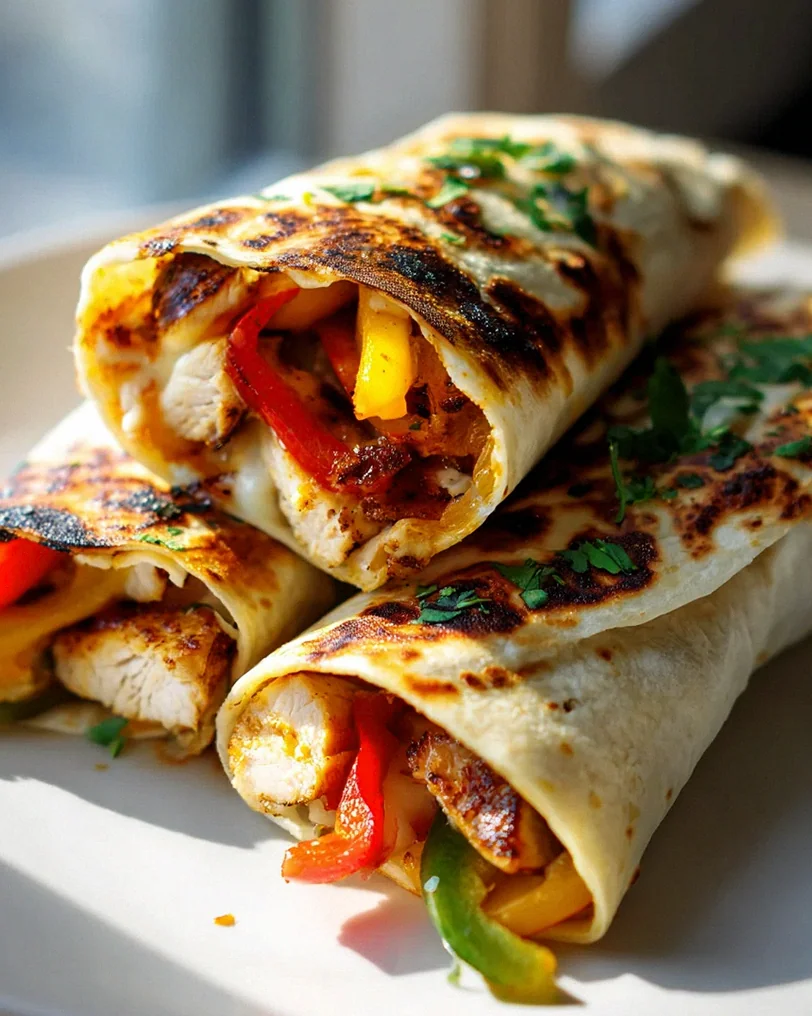 Gegrillte Hähnchen Wraps: Saftig mit Paprika & Käse!