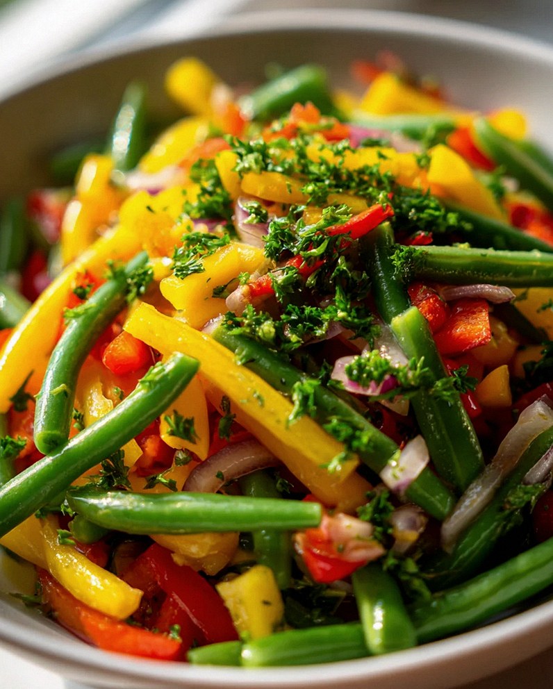 Gesunder Bohnensalat: Einfach, frisch mit Paprika & Zwiebeln
