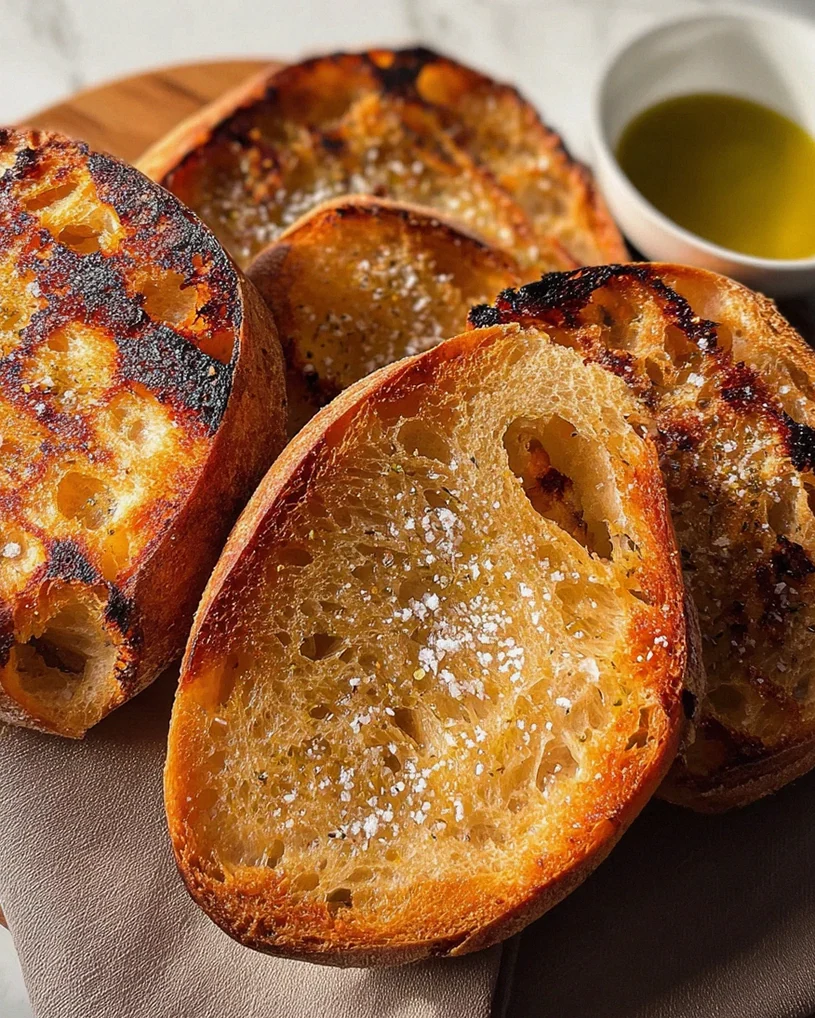 Grillbrot mit Olivenöl und Meersalz