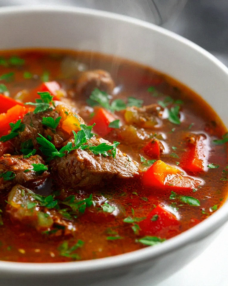 Herzhafte Low Carb Rinder-Gulaschsuppe: Einfach und kartoffelfrei!