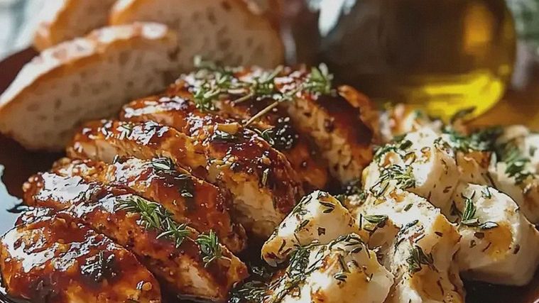 Honig BBQ Hähnchen mit Knoblauch Parmesan Kartoffeln