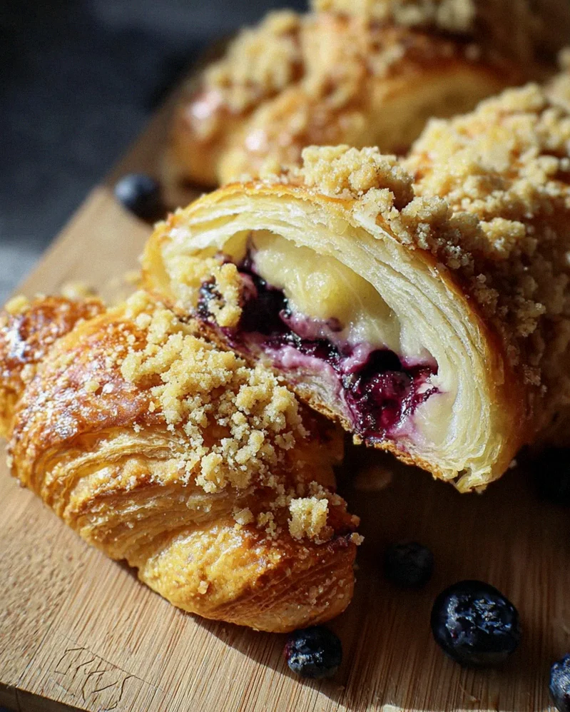 Kartoffelhörnchen mit Blaubeeren & Streuseln