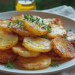 Kartoffelscheiben knusprig Ofen zubereiten mit Knoblauch
