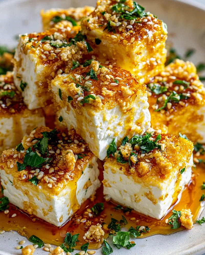 Knusprige Air Fryer Feta-Würfel mit Honig-Drizzle