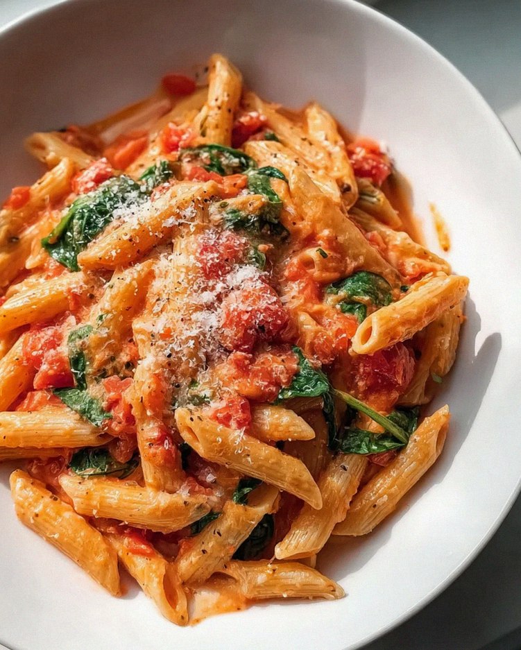 Leckere Tomatensauce mit Spinat für Pasta genießen!