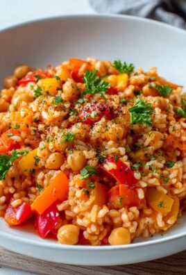 Leckere vegane Paprika Reis Pfanne mit Kichererbsen