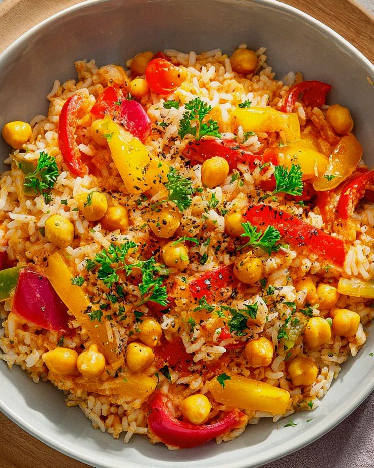 Leckere vegane Paprika Reis Pfanne mit Kichererbsen – Schritt 2