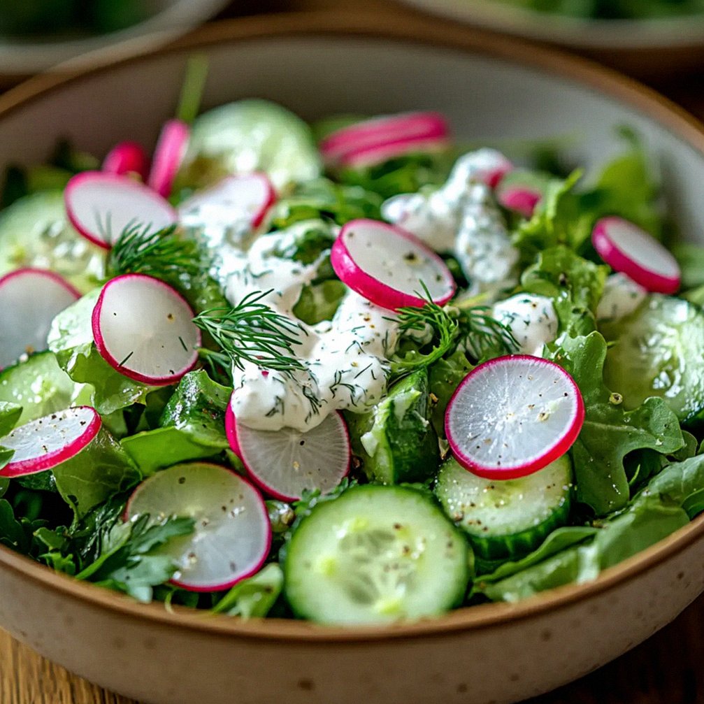 Leichter Fruhlingssalat mit Radieschen und Joghurt-Dressing – Schritt 1