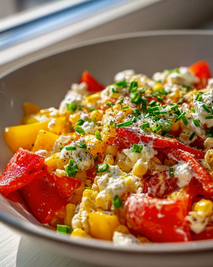 Paprika Mais Salat Rezept: Mit Feta & Cremigem Joghurt Dressing