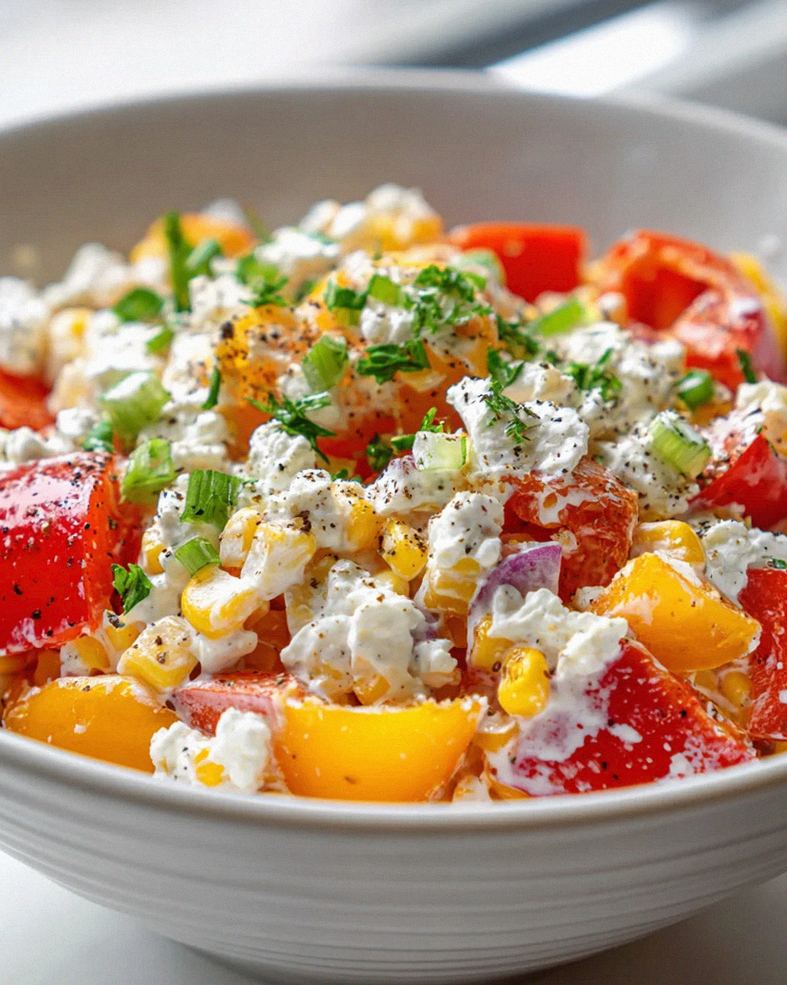Paprika Mais Salat Rezept: Mit Feta & Cremigem Joghurt Dressing – Schritt 2