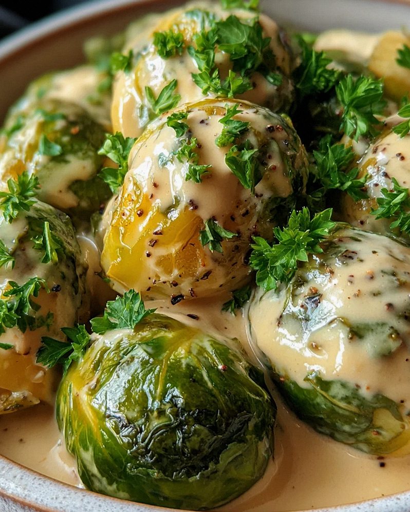 Rosenkohl in Frischkäse-Senfsauce