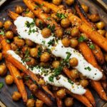 Spicy Maple-Roasted Carrots with Crispy Chickpeas and Yogurt Sauce