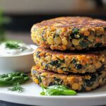 Spinat-Linsen-Burger mit goldener Kruste