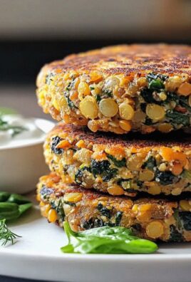Spinat-Linsen-Burger mit goldener Kruste