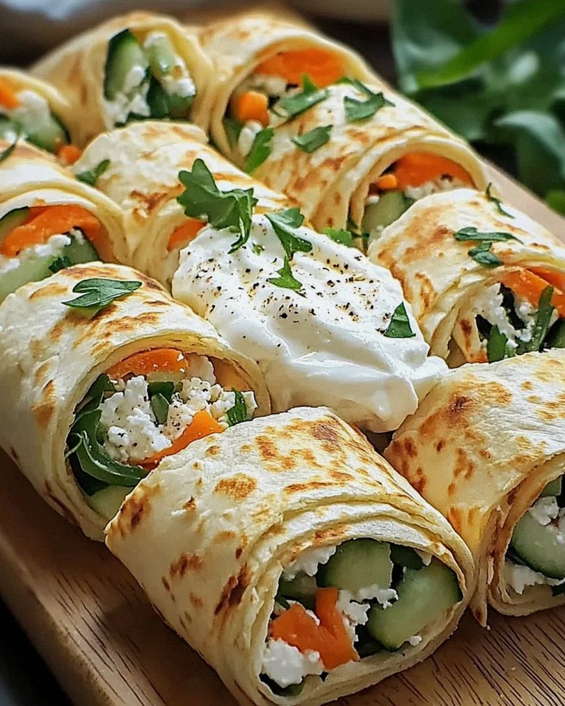 Tortilla-Rollen mit Feta