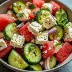 Wassermelone Gurke Feta Salat für den perfekten Sommer
