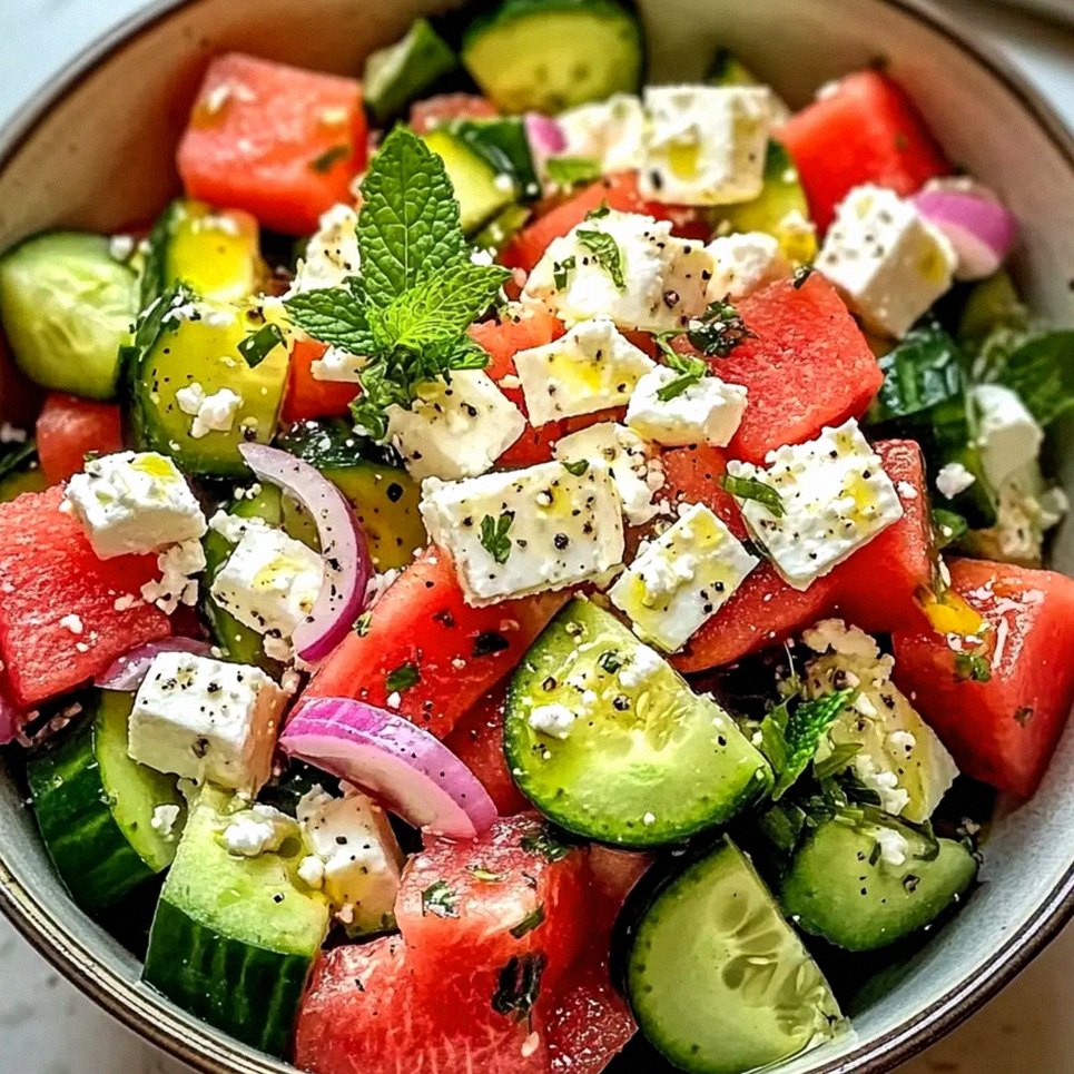 Wassermelone Gurke Feta Salat für den perfekten Sommer – Schritt 2