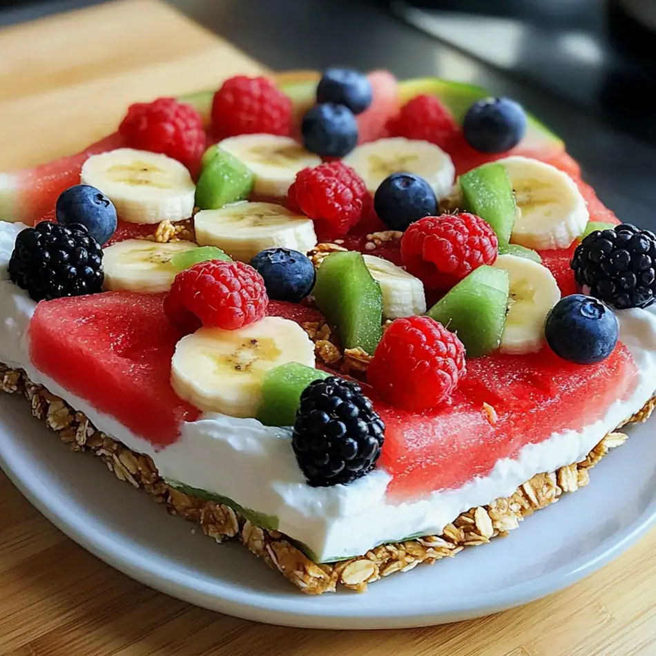 Wassermelonenpizza mit cremigem Joghurt und Früchten – Schritt 1