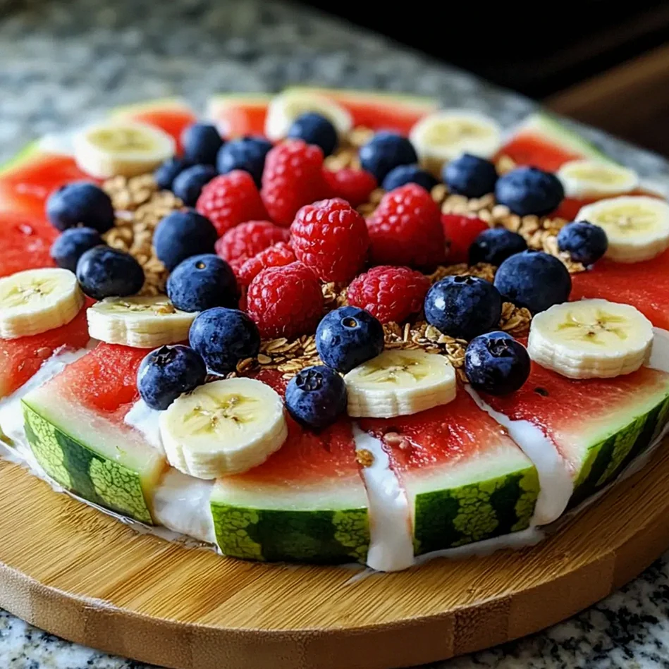 Wassermelonenpizza mit cremigem Joghurt und Früchten – Schritt 2