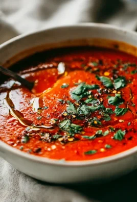 Würzige Geröstete Knoblauch Tomaten Suppe mit Chili & Kräutern