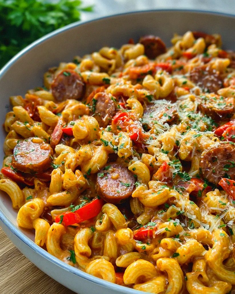 Würzige One Pot Pasta: Rinder-Krakauer & Paprika-Genuss!